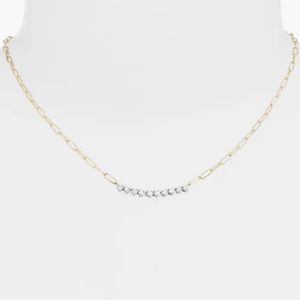 Meira T Mini Riviera Diamond Paper Clip Necklace